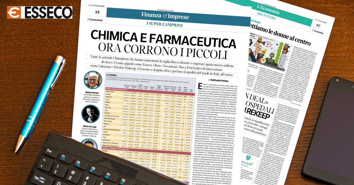 Esseco Group Al Primo Posto Nella Top 50 Delle PMI Della Chimica E Farmaceutica